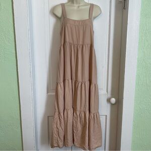 The Drop Sleeveless Jumper Dress Cotton Poplin Earth Tan Khaki Women’s SMALL EUC
